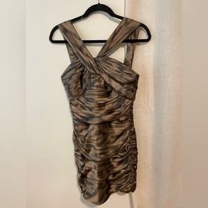 Carmen Marc Valvo V-Neck Mini Dress